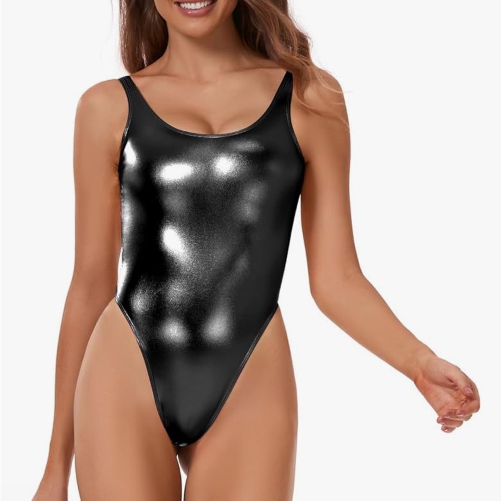Metallic black bodysuit